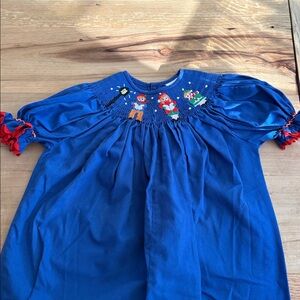 Remember Nguyen Blue Christmas Smocked Long Bubble